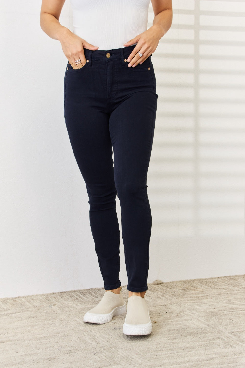 Judy Blue Full Size Garment Dyed Tummy Control Skinny Jeans 