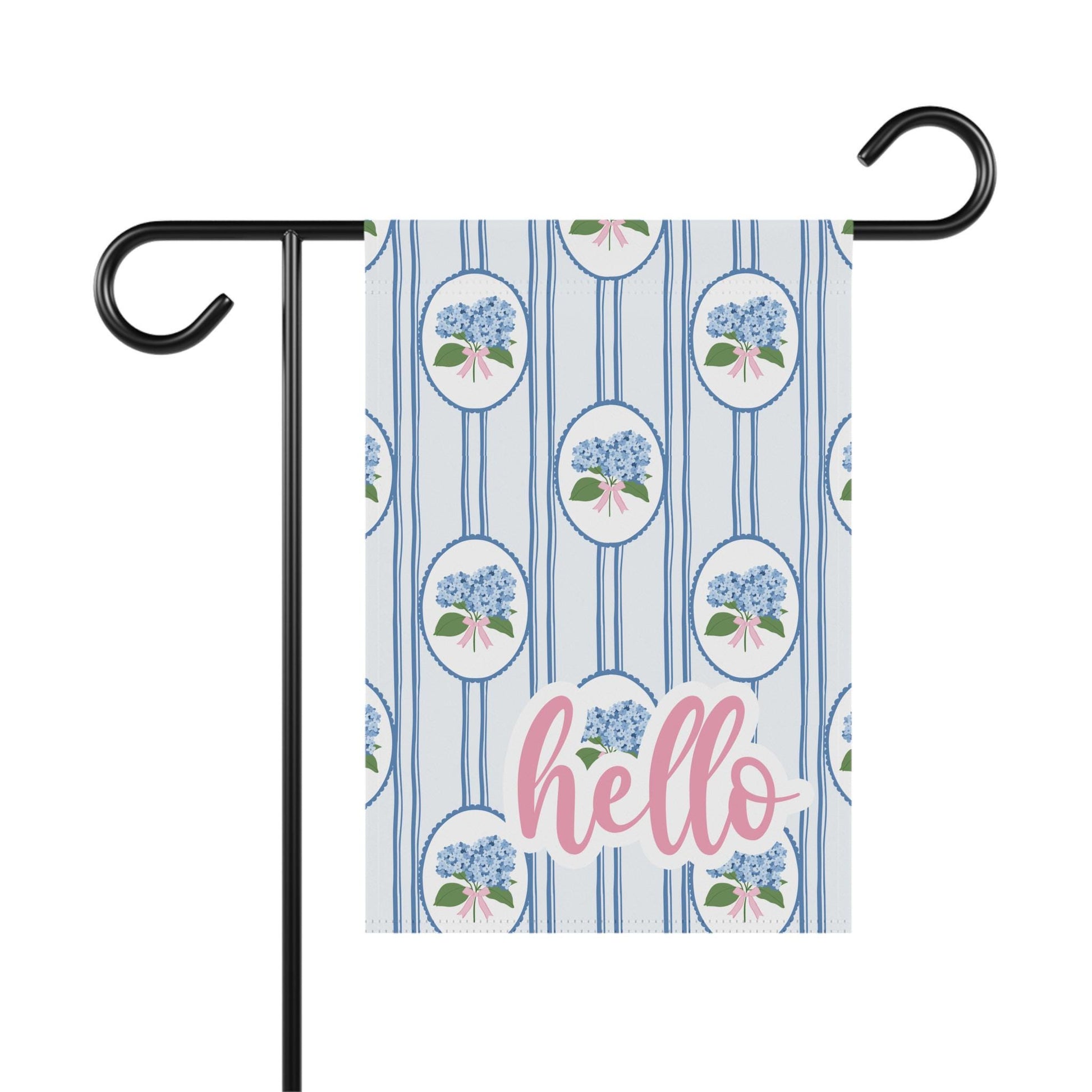 Blue Hydrangea Chinoserrie Welcome Garden and House Flag 