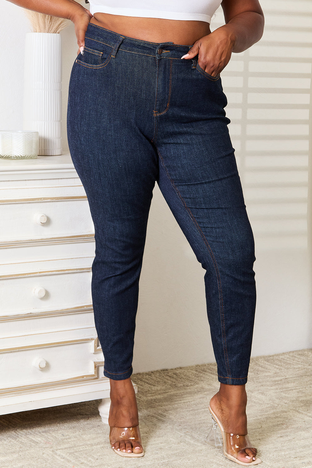 Judy Blue Full Size High Waist Pocket Embroidered Skinny Jeans - Premium  - Just $64! Shop now at Nine Thirty Nine Design