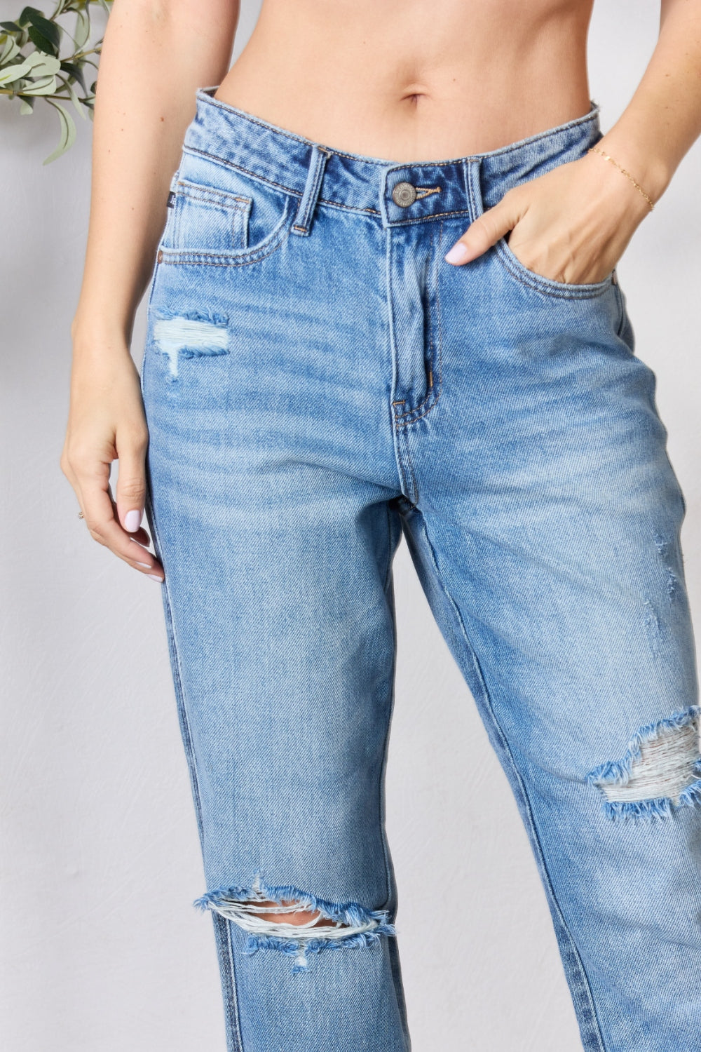 Judy Blue Full Size Distressed Raw Hem Straight Jeans - Premium  - Just $64! Shop now at Nine Thirty Nine Design