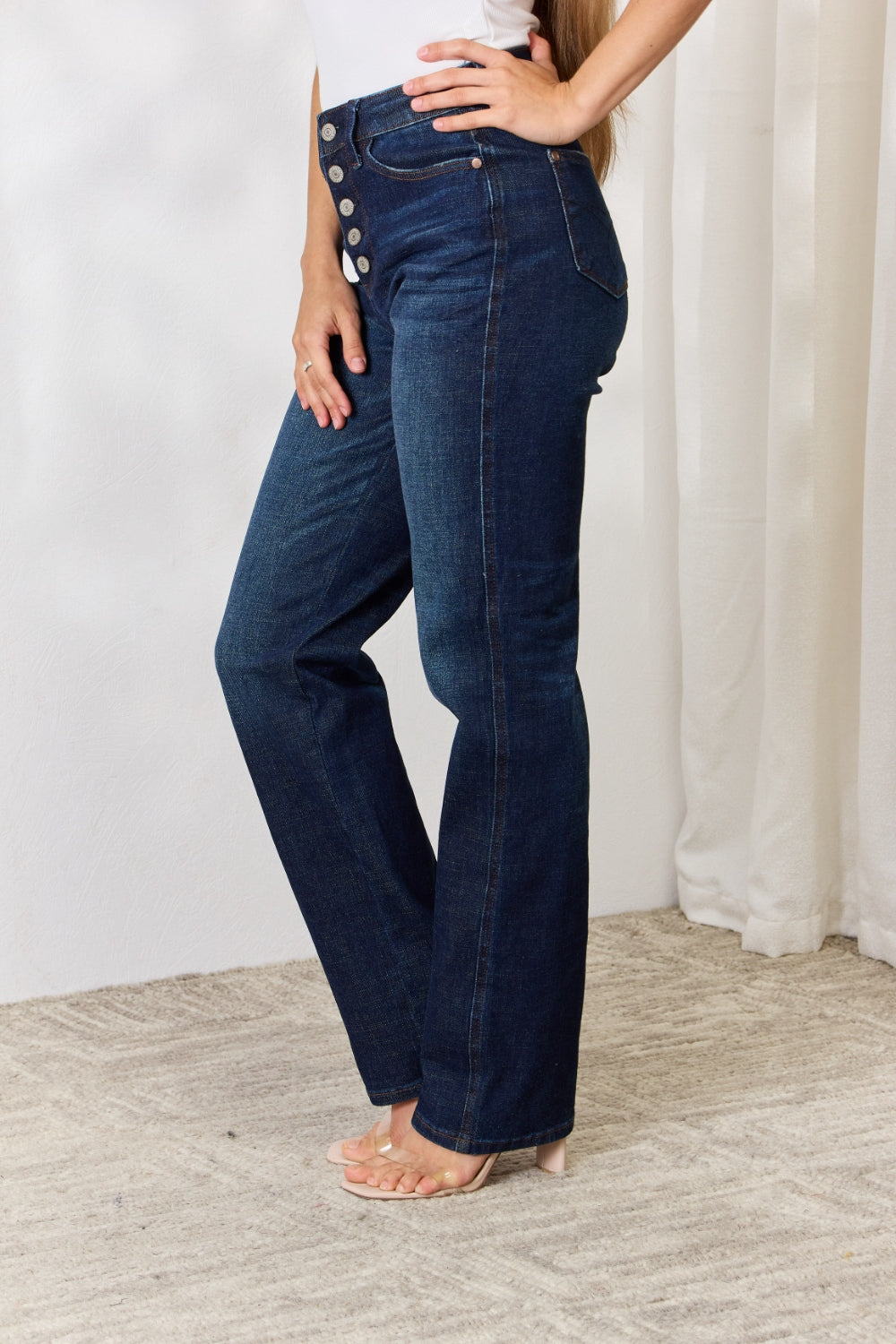 Judy Blue Full Size Button-Fly Straight Jeans 