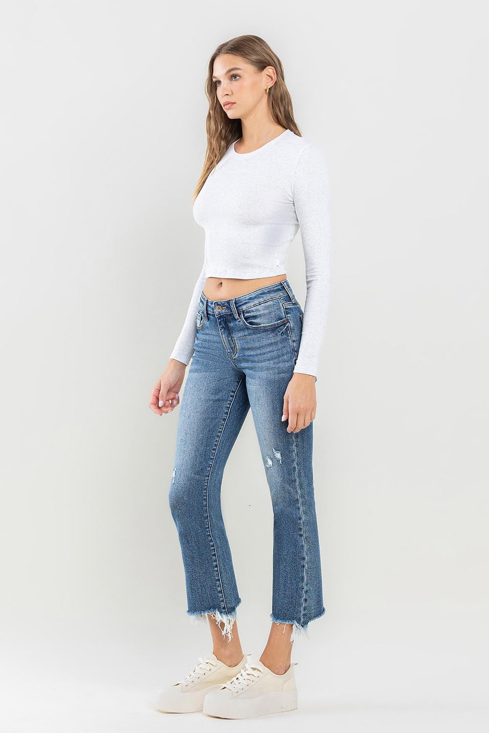 Lovervet Mid Rise Frayed Hem Jeans - Premium  - Just $62.72! Shop now at Nine Thirty Nine Design