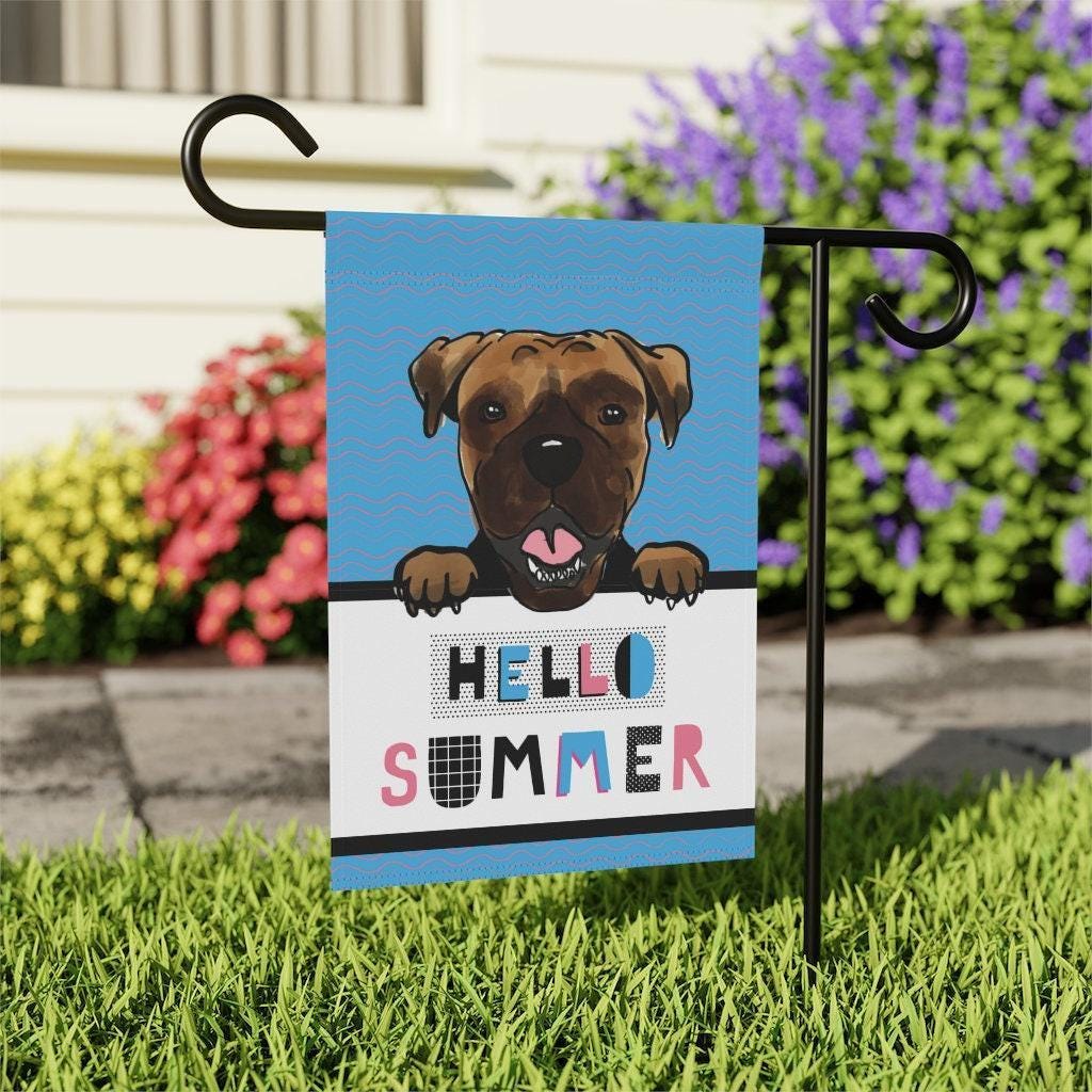 Boxer Dog Hello Summer Garden Flag 