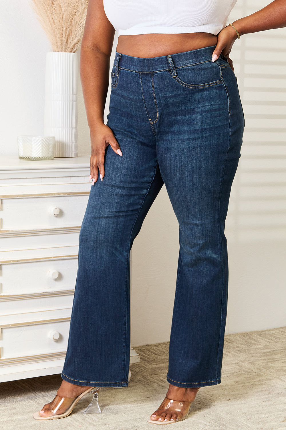 Judy Blue Full Size Elastic Waistband Slim Bootcut Jeans - Premium  - Just $64! Shop now at Nine Thirty Nine Design