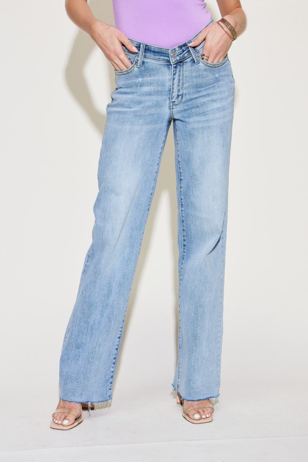 Judy Blue Full Size V Front Waistband Straight Jeans - Premium  - Just $63.72! Shop now at Nine Thirty Nine Design