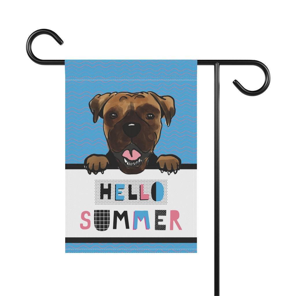 Boxer Dog Hello Summer Garden Flag 