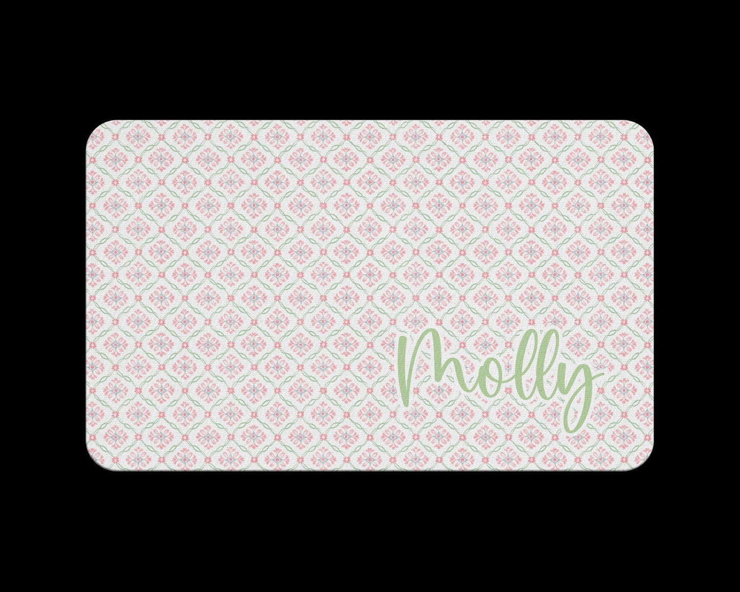 Personalized Pet Food Mat with Pink Bow Coquette Stripes Placemat 