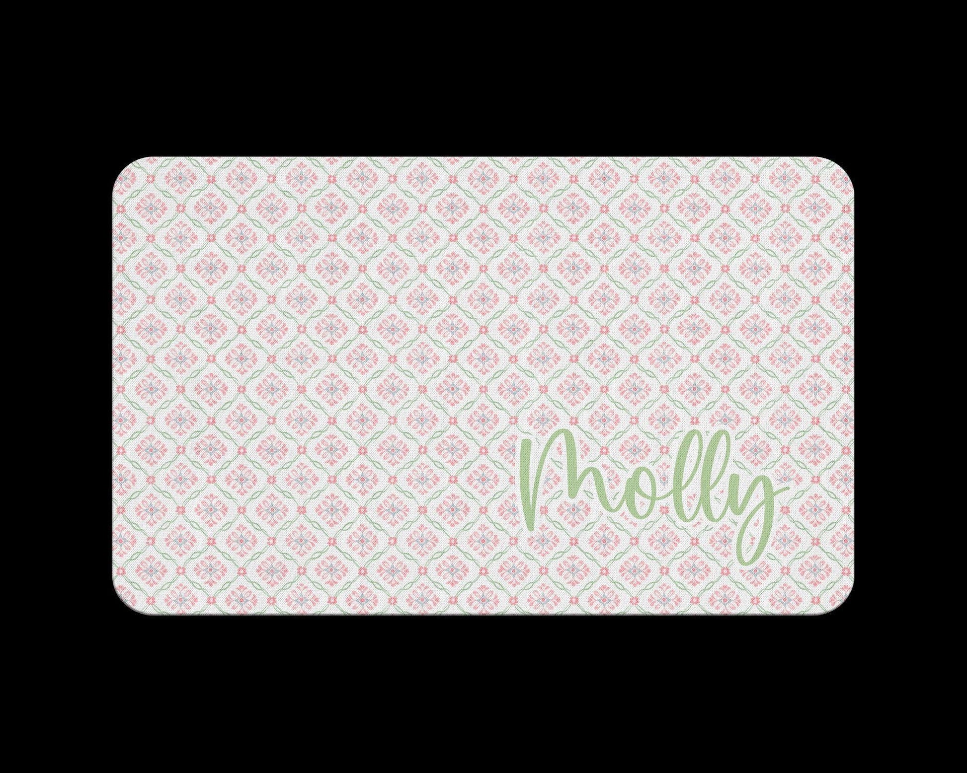 Personalized Pet Food Mat with Pink Bow Coquette Stripes Placemat 