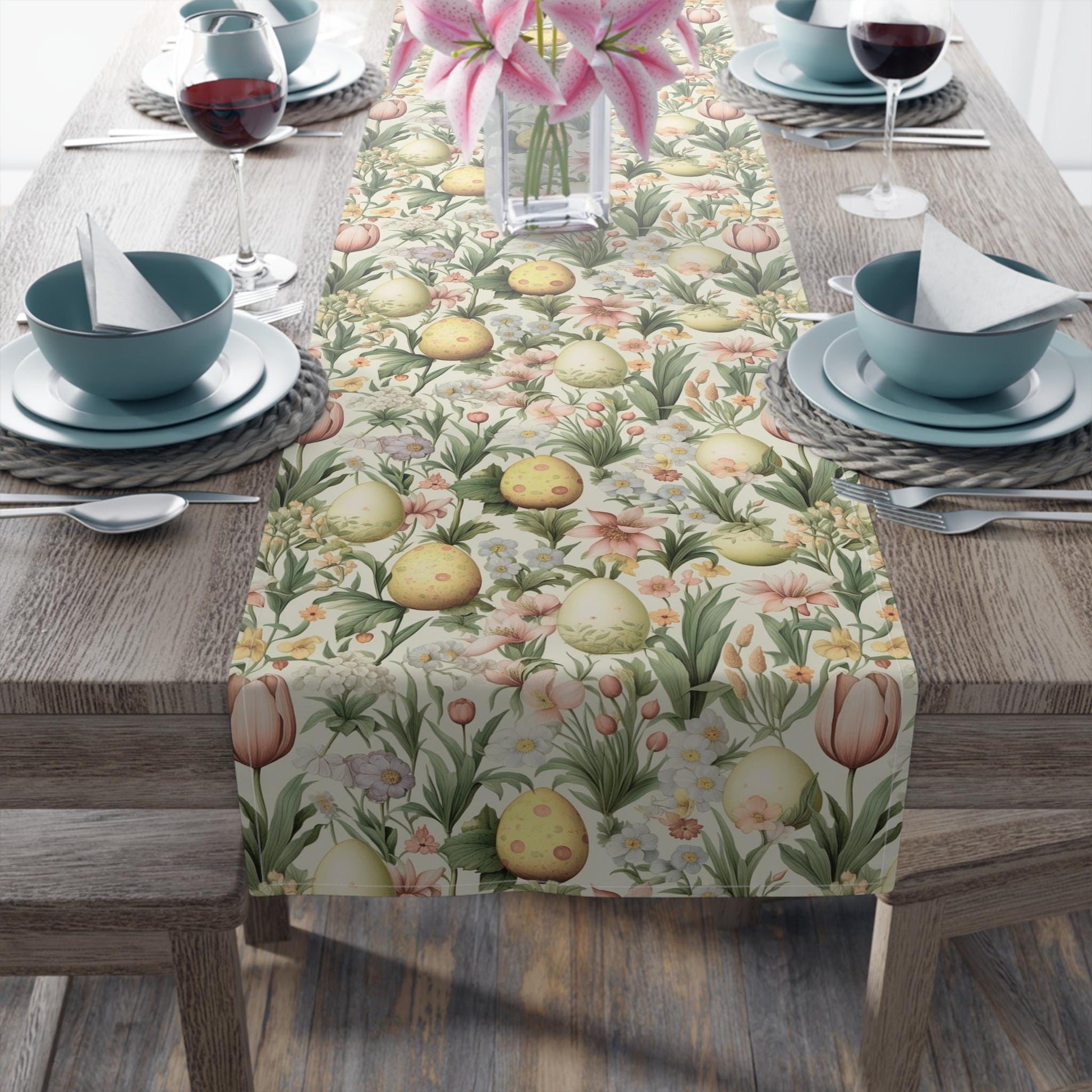 Spring Tulip and Easter Egg Table Runner 