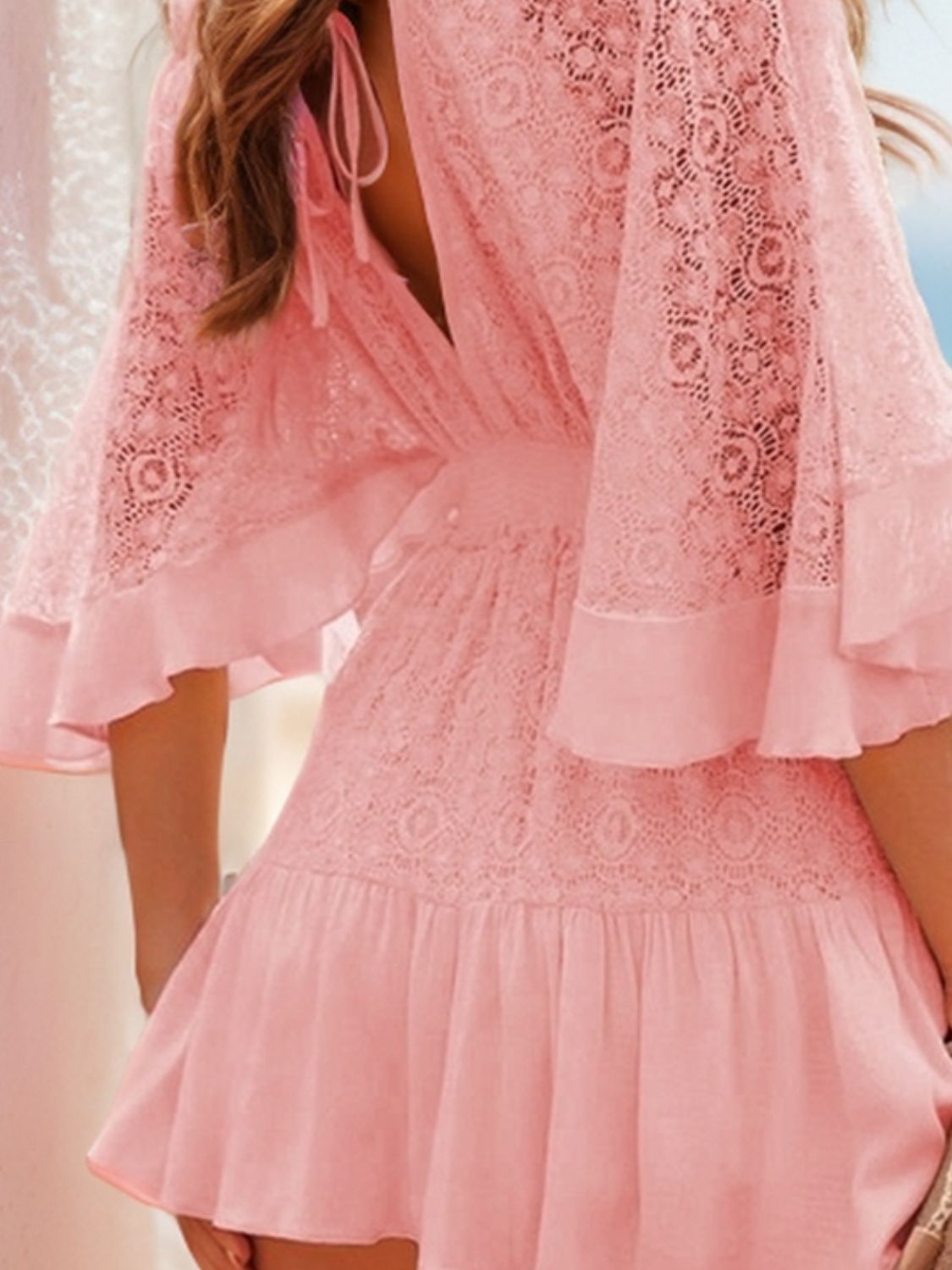 Lace Cutout Half Sleeve Mini Dress - Premium  - Just $27.76! Shop now at Nine Thirty Nine Design