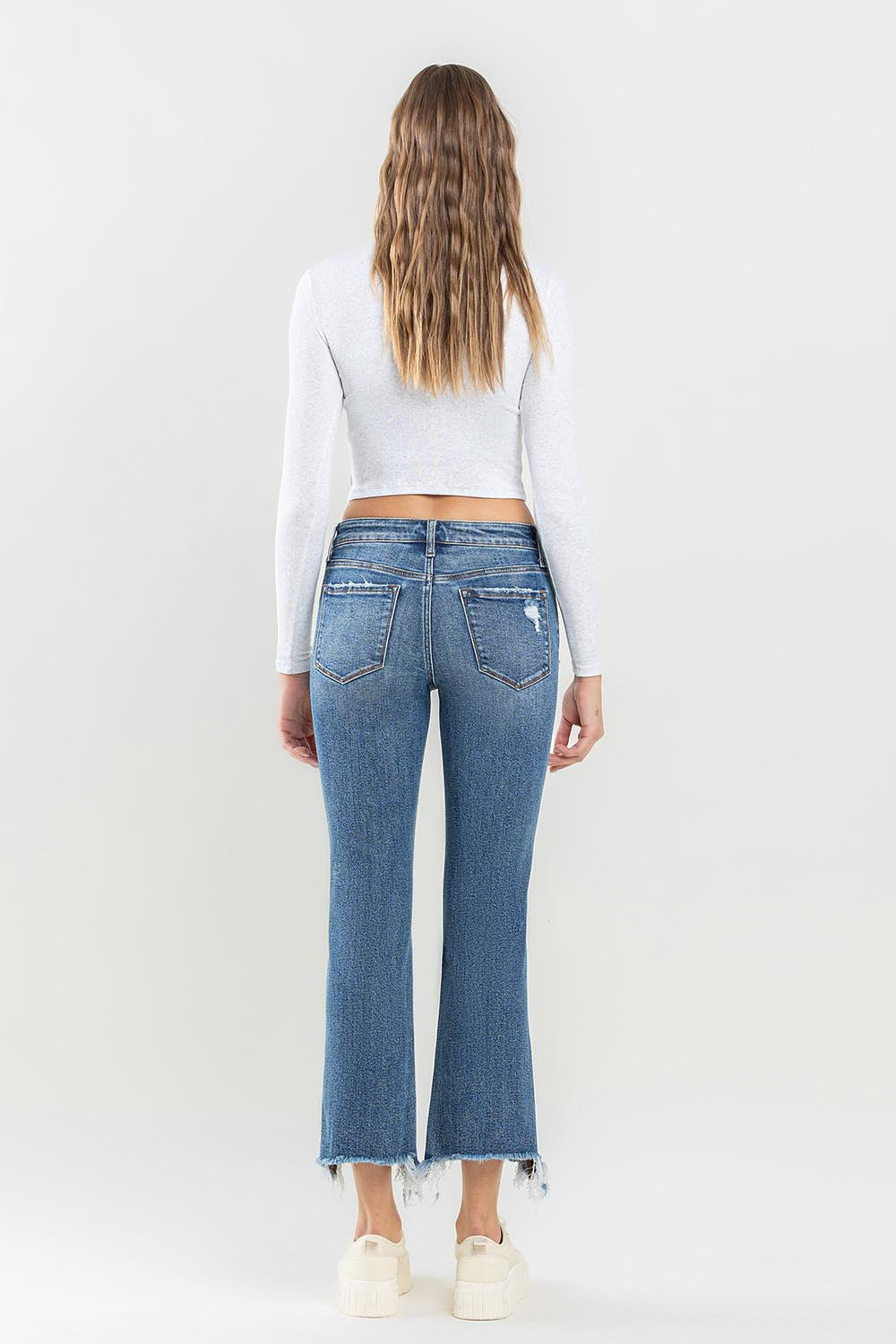 Lovervet Mid Rise Frayed Hem Jeans - Premium  - Just $62.72! Shop now at Nine Thirty Nine Design