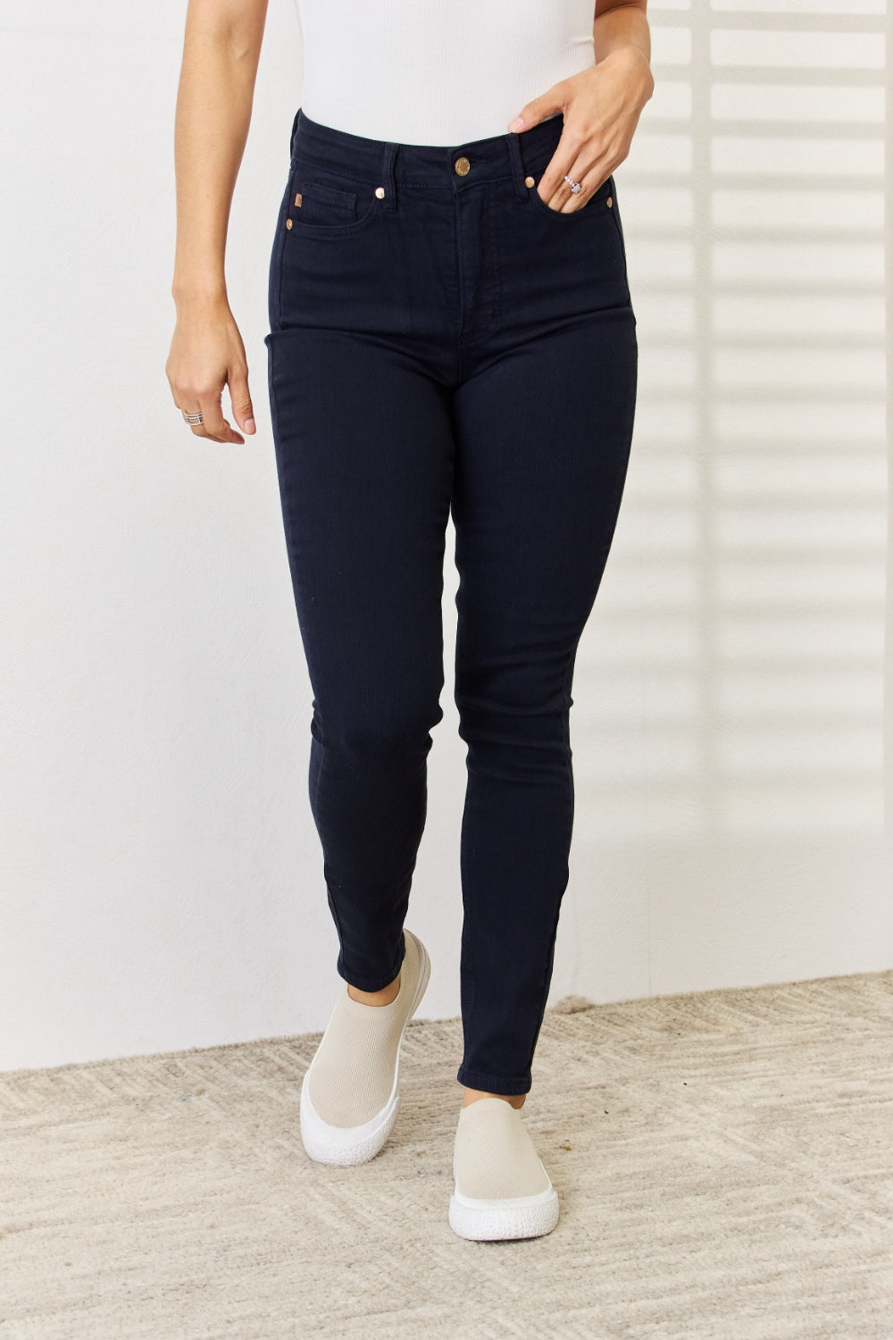 Judy Blue Full Size Garment Dyed Tummy Control Skinny Jeans 