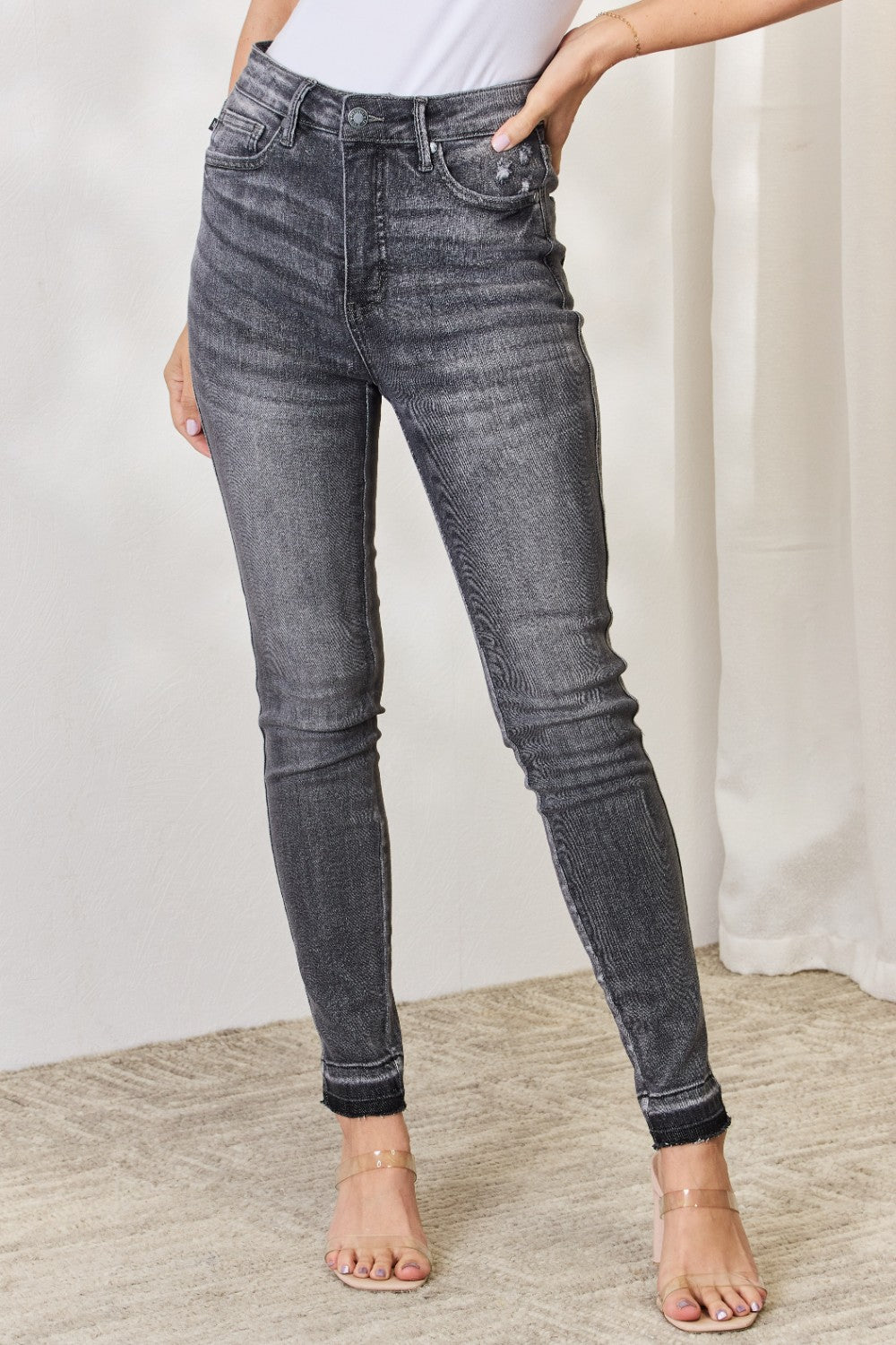 Judy Blue Full Size High Waist Tummy Control Release Hem Skinny Jeans - Premium  - Just $48.76! Shop now at Nine Thirty Nine Design