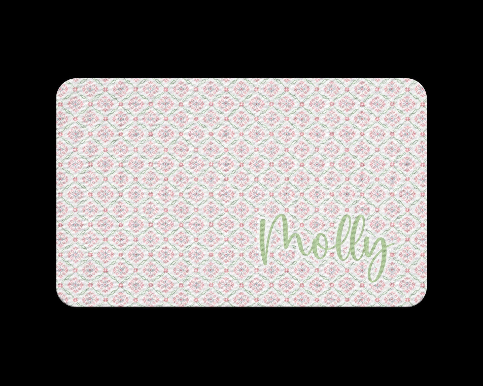 Name Desk Pad, Personalized Mouse Pad, Monogram Preppy Desk Office Decor, Large Desk Blotter, Pink and Green Office Gifts 
