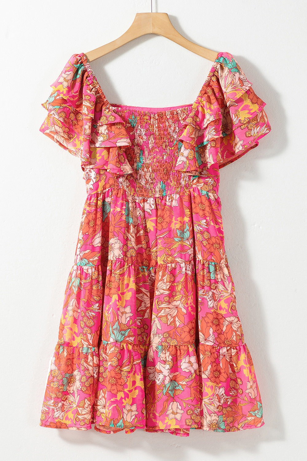 Ruffled Printed Square Neck Dress - Premium  - Just $47.38! Shop now at Nine Thirty Nine Design