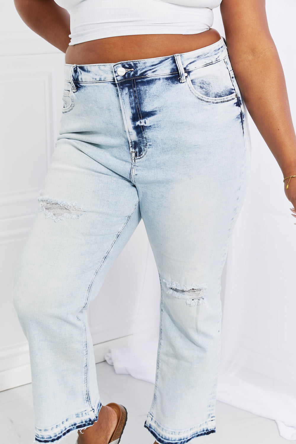 RISEN Full Size Camille Acid Wash Crop Straight Jeans - Premium  - Just $62! Shop now at Nine Thirty Nine Design