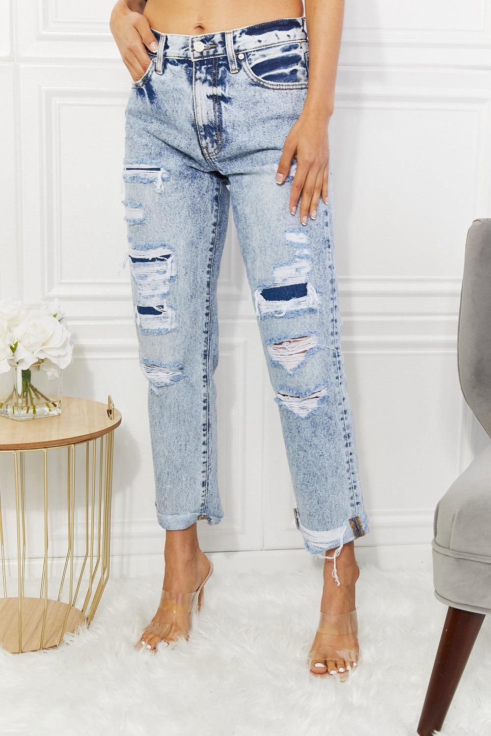 Kancan Kendra High Rise Distressed Straight Jeans - Premium Jeans - Just $64! Shop now at Nine Thirty Nine Design