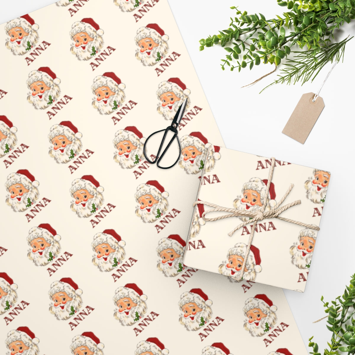 Personalized Vintage Santa Christmas Wrapping Paper