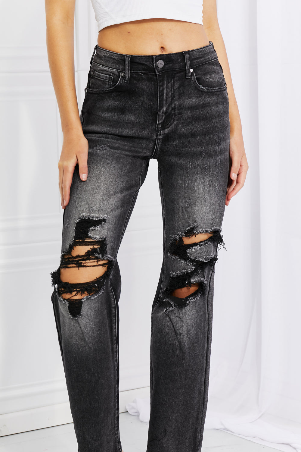 RISEN Full Size Lois Distressed Loose Fit Jeans - Premium  - Just $65! Shop now at Nine Thirty Nine Design