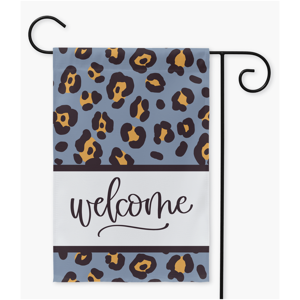 Blue Leopard Print Welcome Garden Flags - Premium Flag - Just $16.99! Shop now at Nine Thirty Nine Design