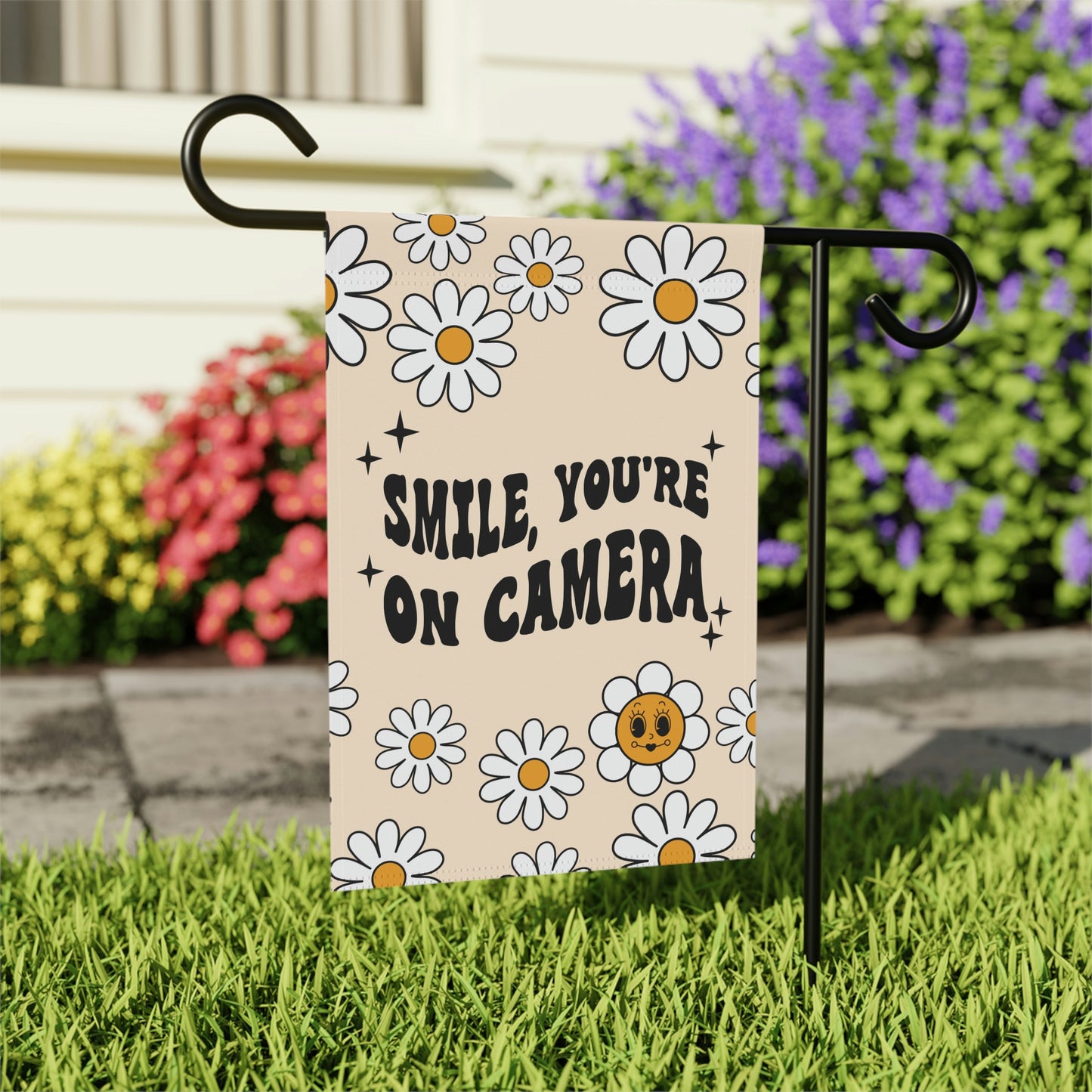 Smile You Are On Camera No Soliciting Funny Garden Flag