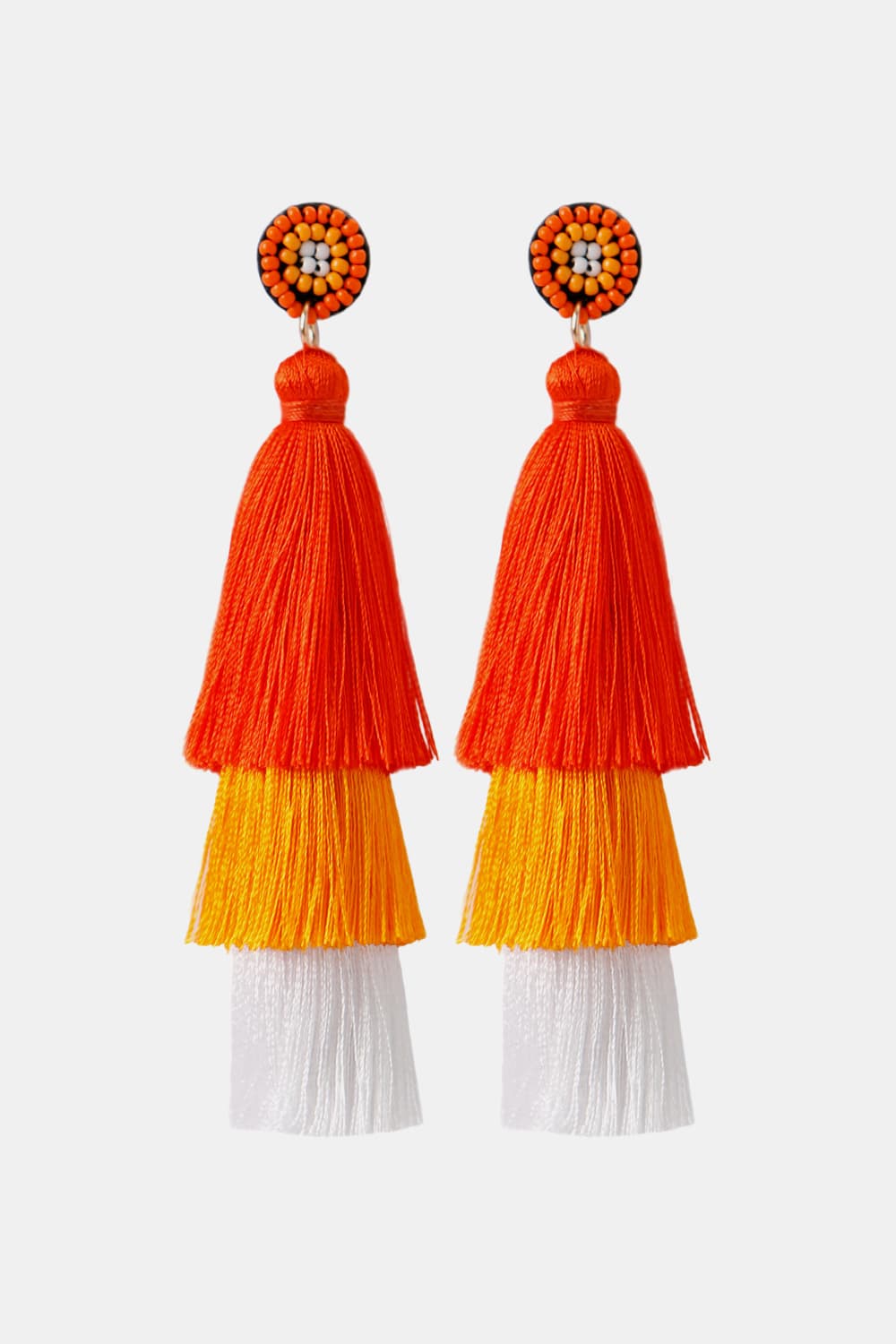 Beaded Detail Triple Layered Tassel Halloween & Candy Corn Style Earrings - Premium Jewelry - Just $10! Shop now at Nine Thirty Nine Design