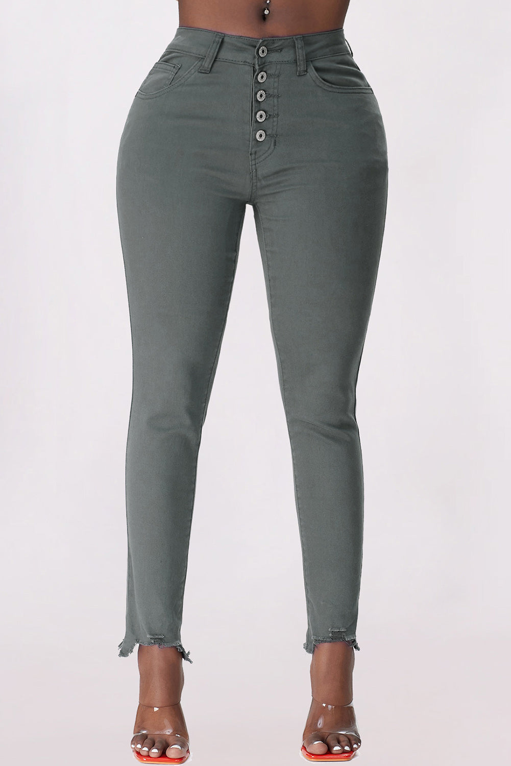 Baeful Button Fly Hem Detail Skinny Jeans - Premium Jeans - Just $41! Shop now at Nine Thirty Nine Design