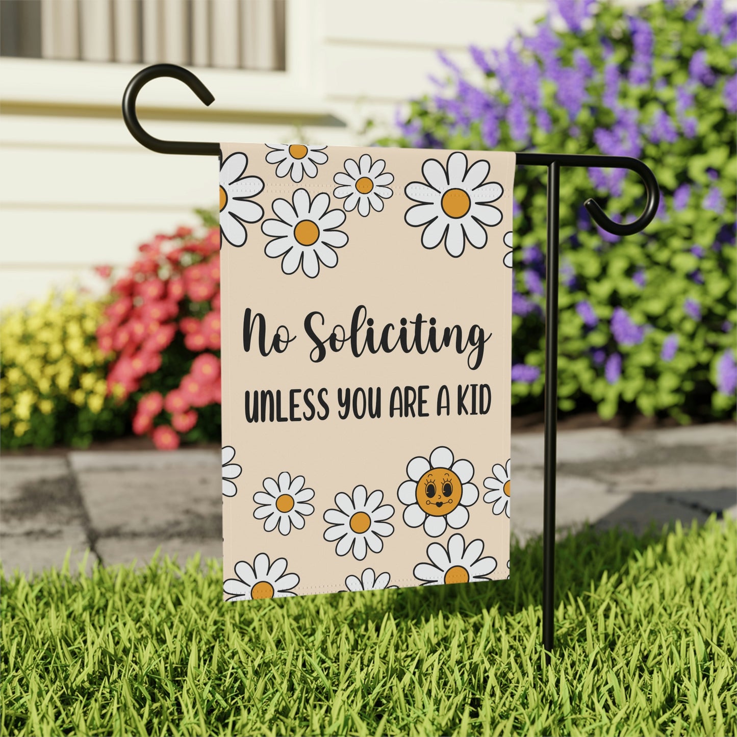 No Soliciting Unless You Are A Kid Retro Styled Garden Flag