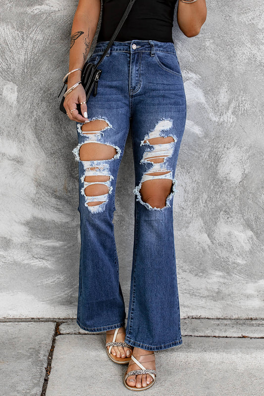 Baeful Distressed High Waist Flare Jeans - Premium Jeans - Just $53! Shop now at Nine Thirty Nine Design