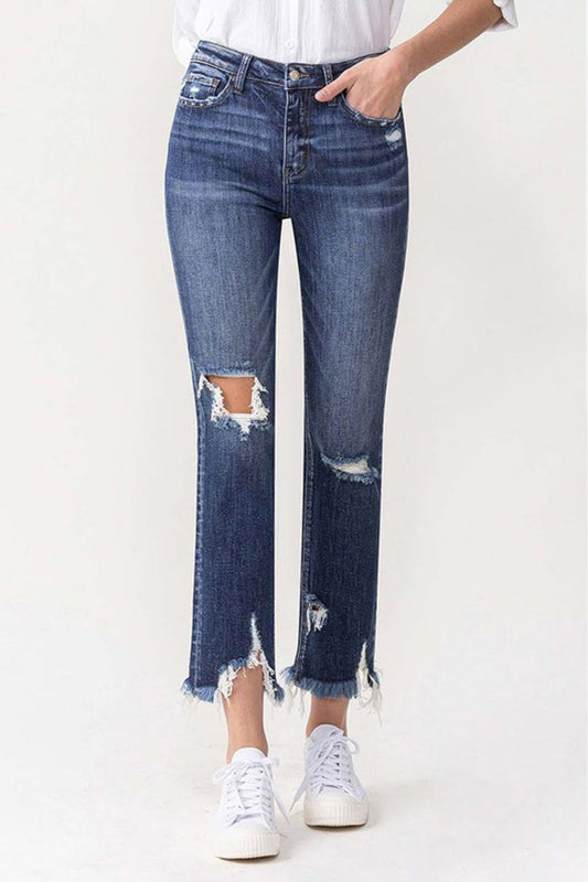 Lovervet Jackie Full Size High Rise Crop Straight Leg Jeans 