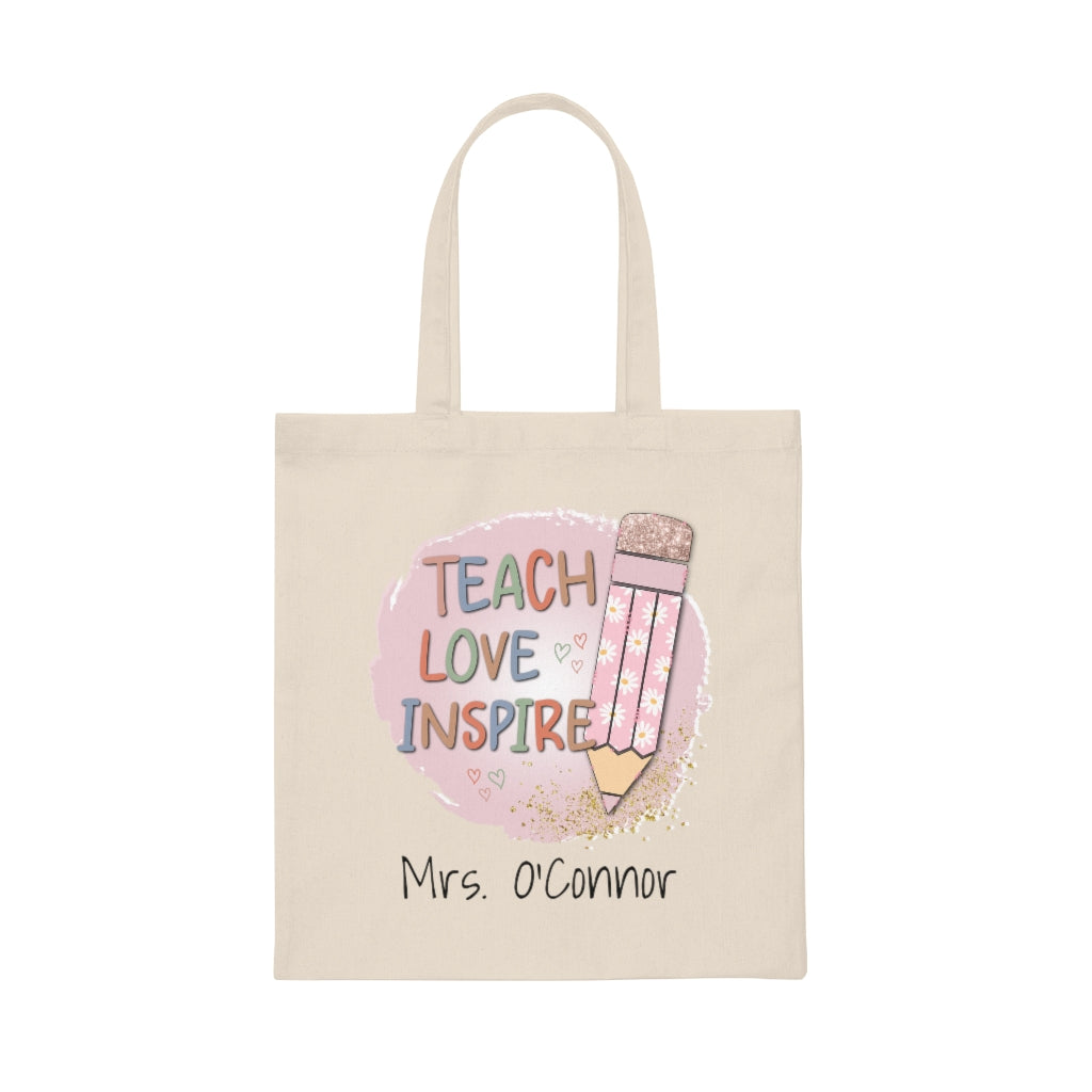 Personalized Teacher Bag, Custom Teacher Tote Bag, Teacher Appreciation Gift, Teacher Pencil, Teach Love Inspire, Thank You Gift - Premium Bags - Just $14.99! Shop now at Nine Thirty Nine Design