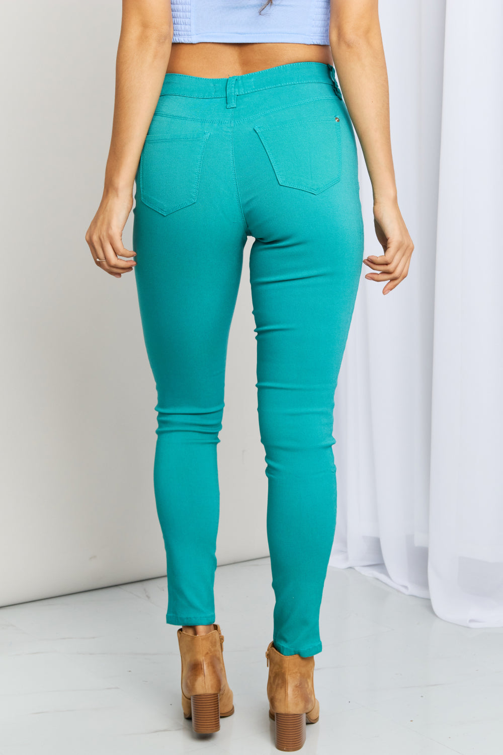 YMI Jeanswear Kate Hyper-Stretch Full Size Mid-Rise Skinny Jeans in Sea Green - Premium  - Just $38! Shop now at Nine Thirty Nine Design