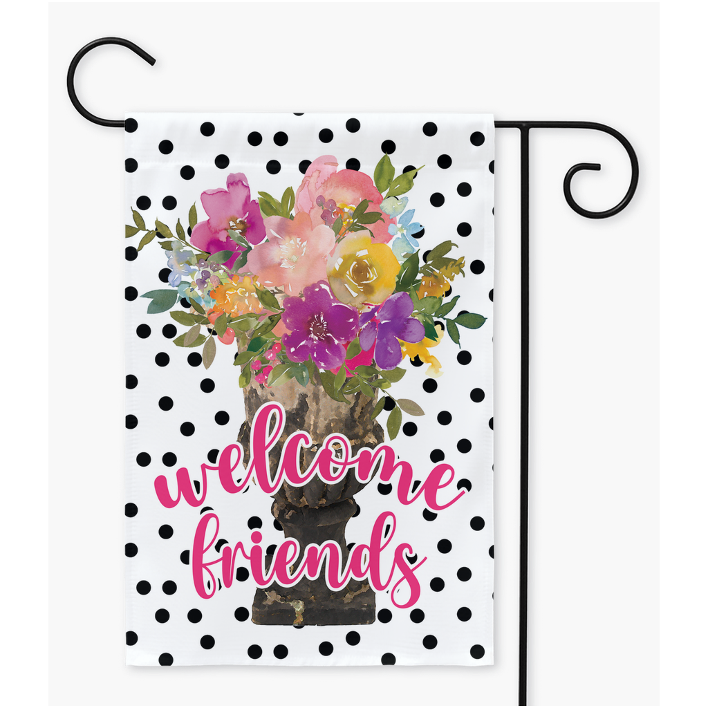 Welcome Friends Polka Dot Yard Flags - Premium Flag - Just $16.99! Shop now at Nine Thirty Nine Design