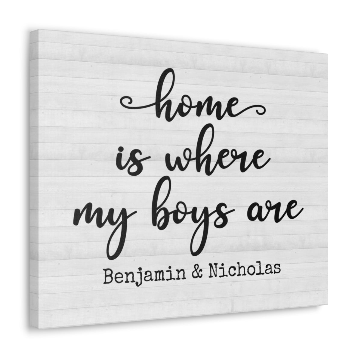 Home Is Where My Boys Are Sign, You Me and The Boys, Sign with Kids Names, Wood Plank Canvas, Farmhouse Decor