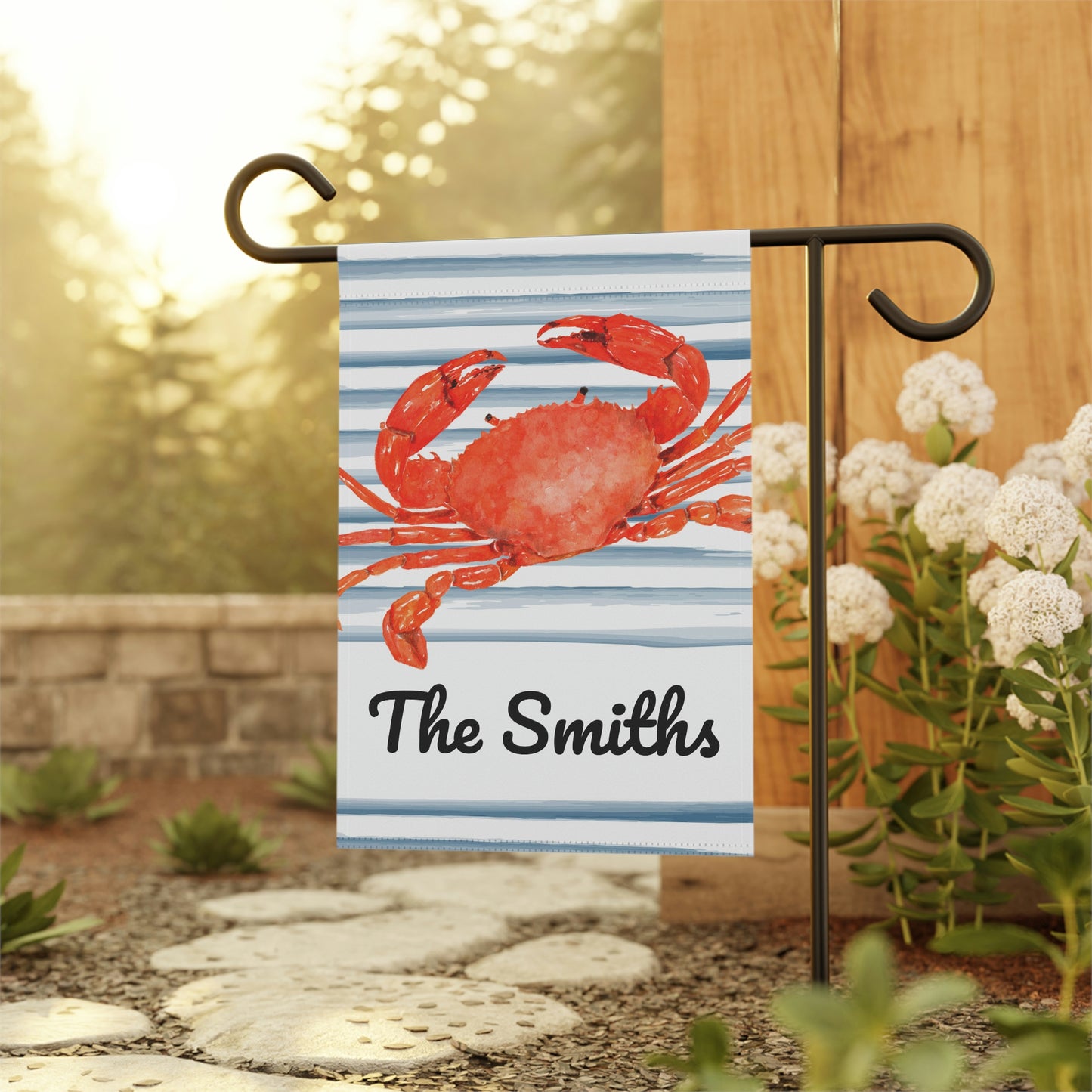 Personalized Crab Nautical Summer Garden Flag