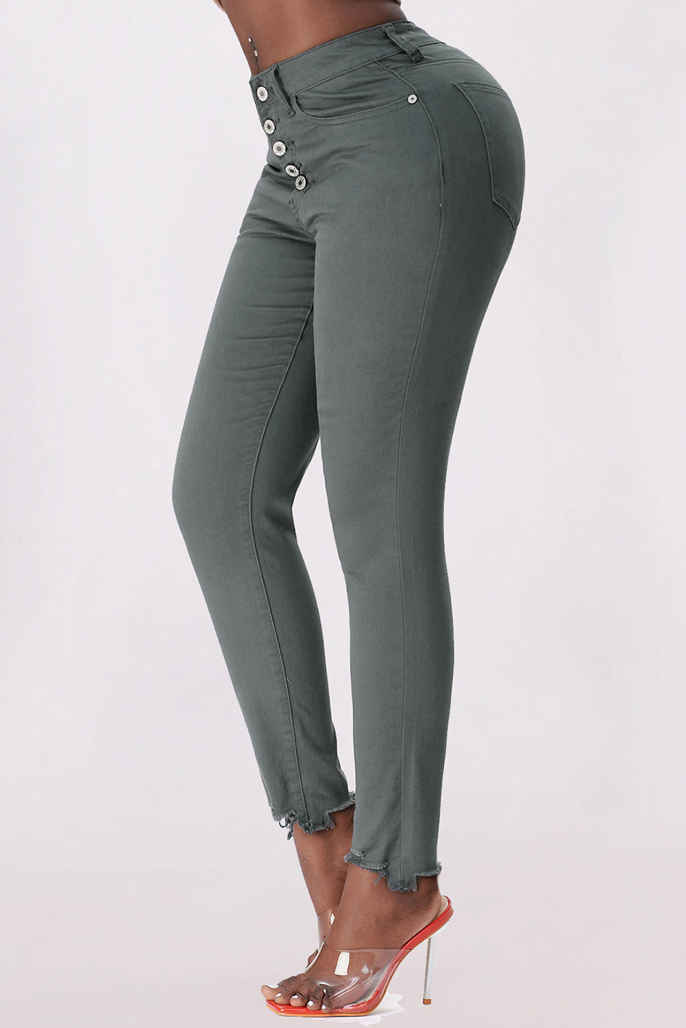 Baeful Button Fly Hem Detail Skinny Jeans - Premium Jeans - Just $41! Shop now at Nine Thirty Nine Design