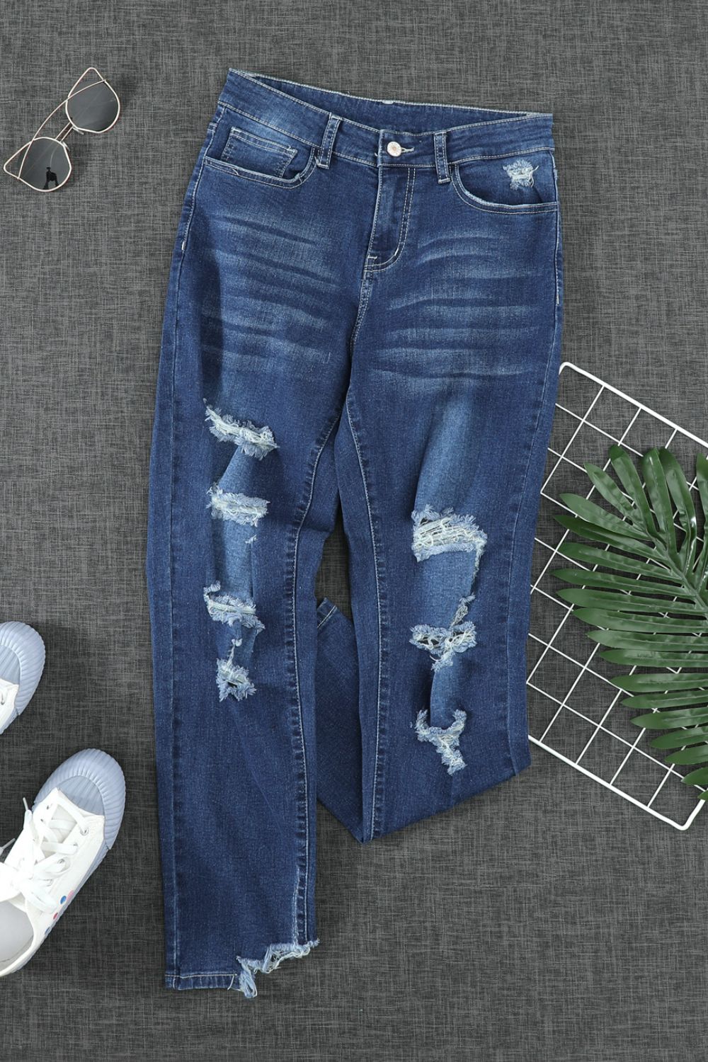 Baeful High-Rise Distressed Hem Detail Jeans - Premium  - Just $49! Shop now at Nine Thirty Nine Design