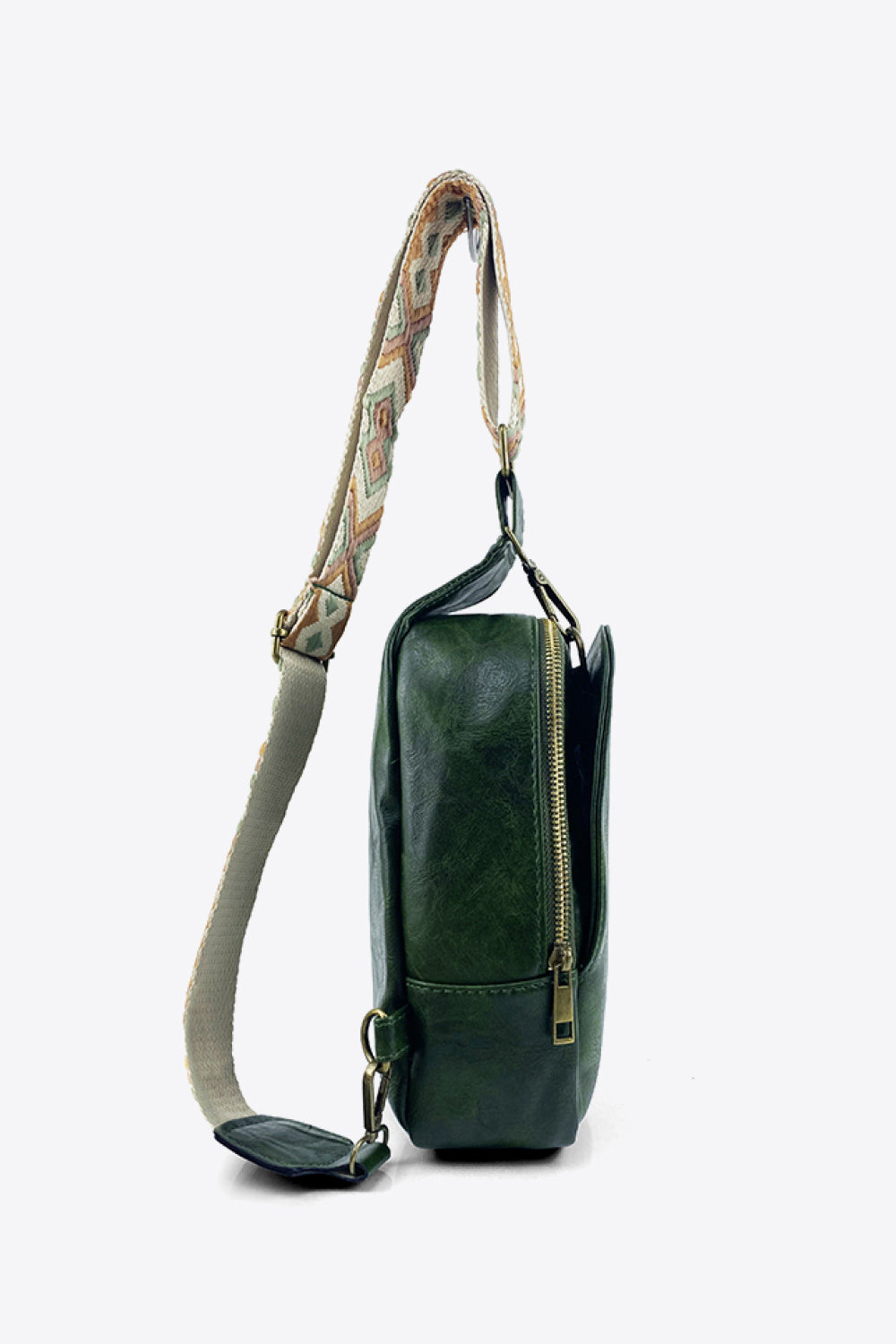 Adjustable Strap Faux Leather Sling Bag