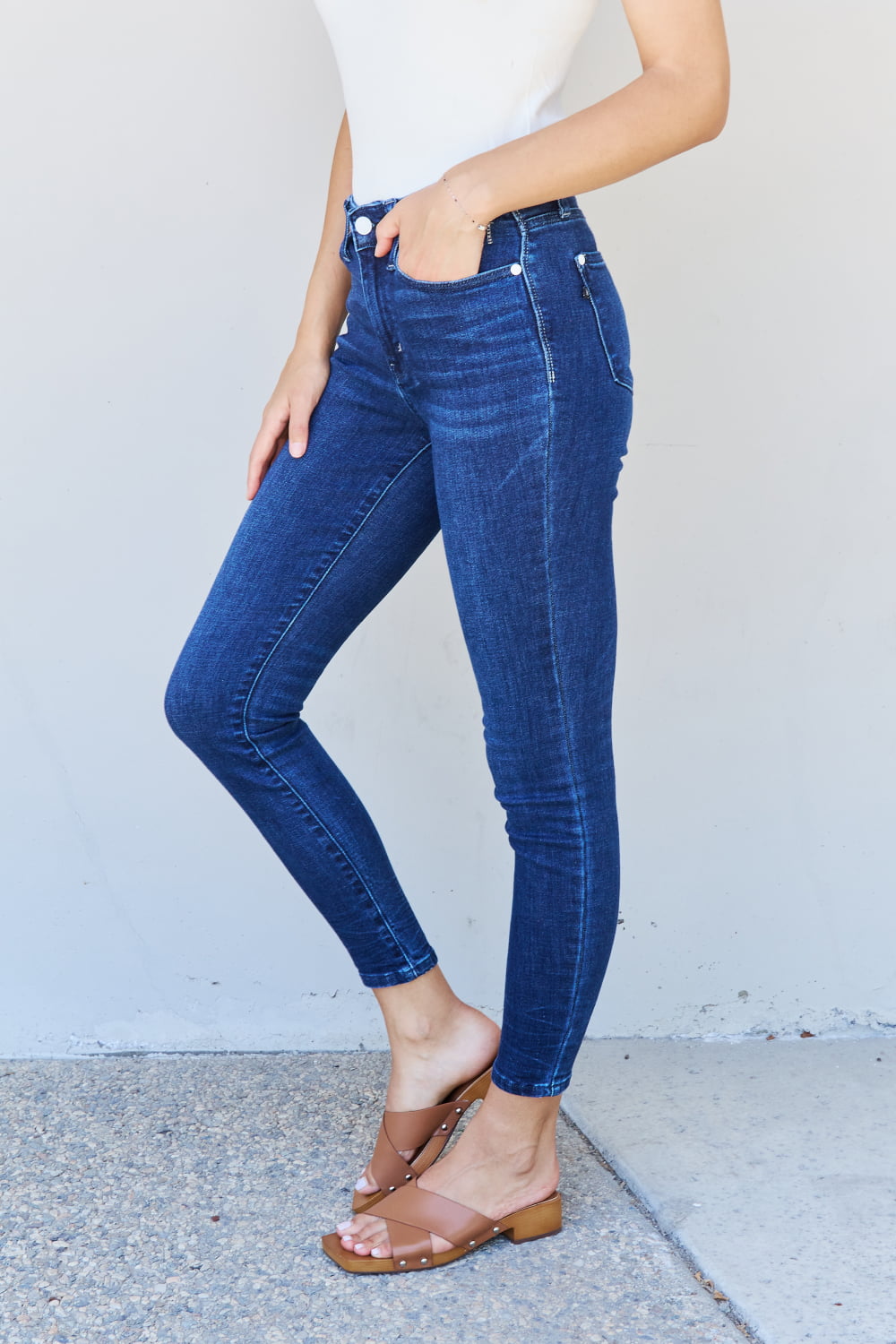 Judy Blue Marie Full Size Mid Rise Crinkle Ankle Detail Skinny Jeans - Premium Jeans - Just $64! Shop now at Nine Thirty Nine Design