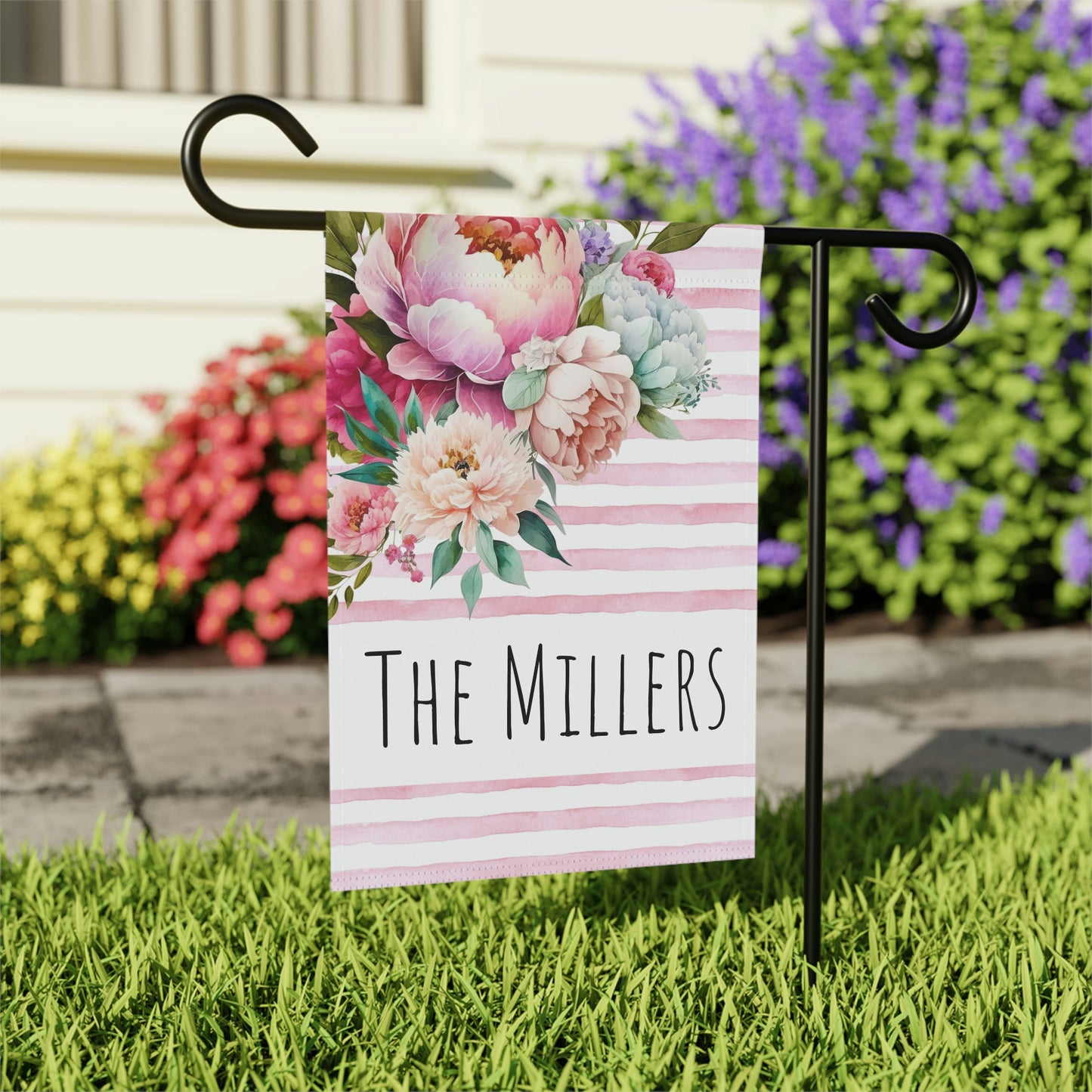 Pink Peony Spring Summer Personalized Garden Flag