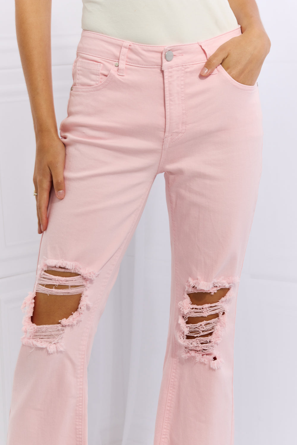 RISEN Miley Full Size Distressed Ankle Flare Jeans - Premium  - Just $67! Shop now at Nine Thirty Nine Design