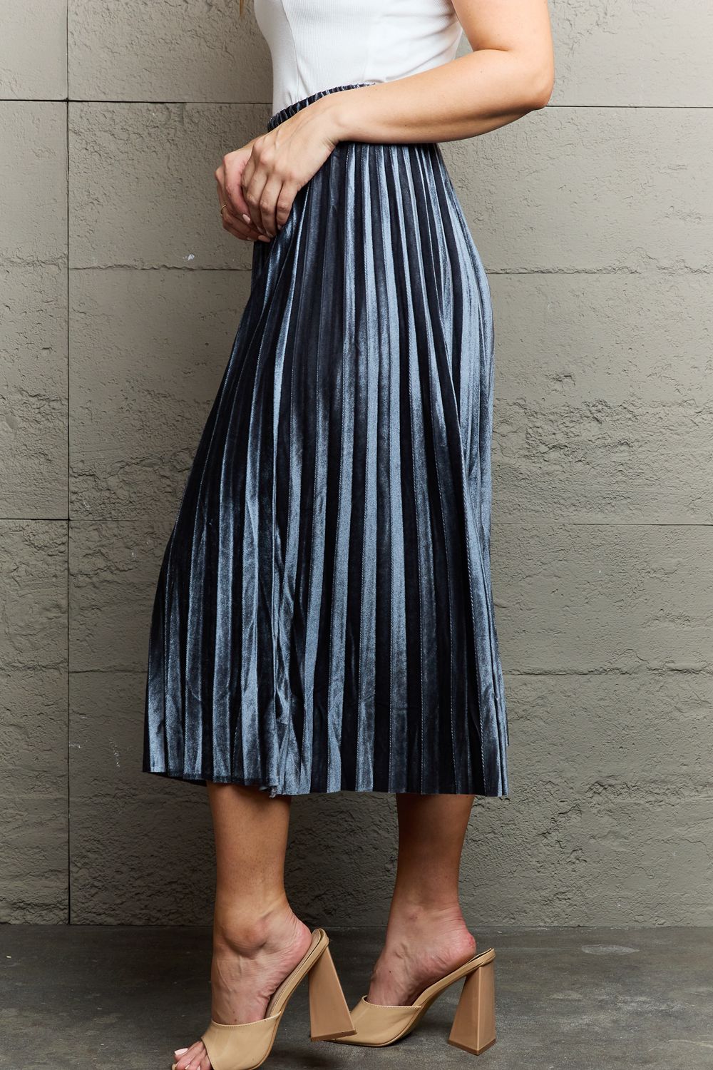 Ninexis Accordion Pleated Flowy Midi Skirt - Premium  - Just $39! Shop now at Nine Thirty Nine Design