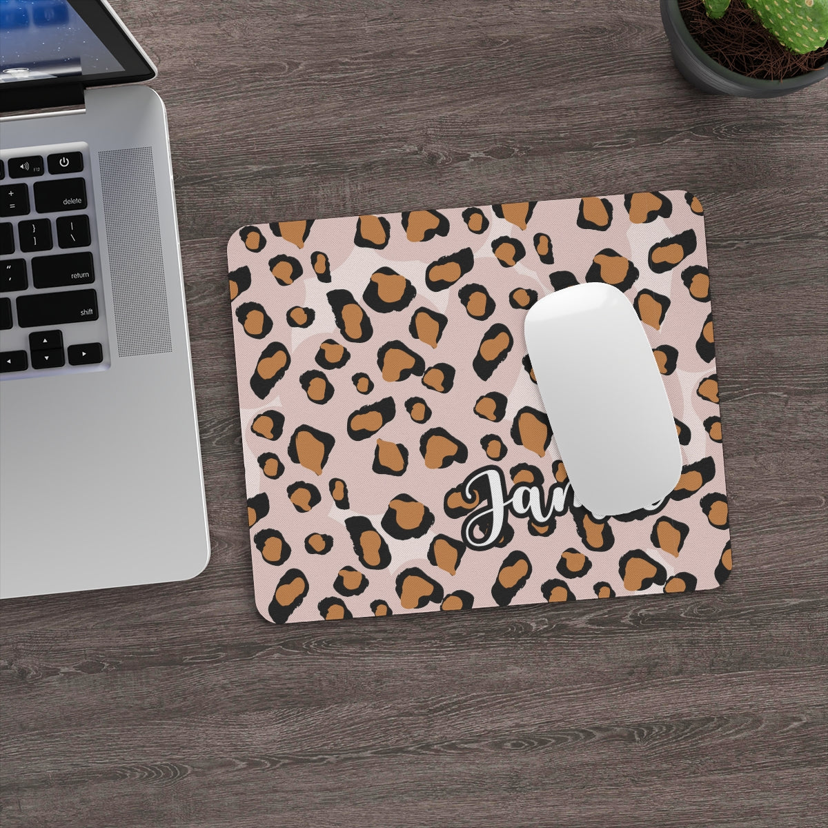 Personalized Pink Leopard Print Mouse Pad