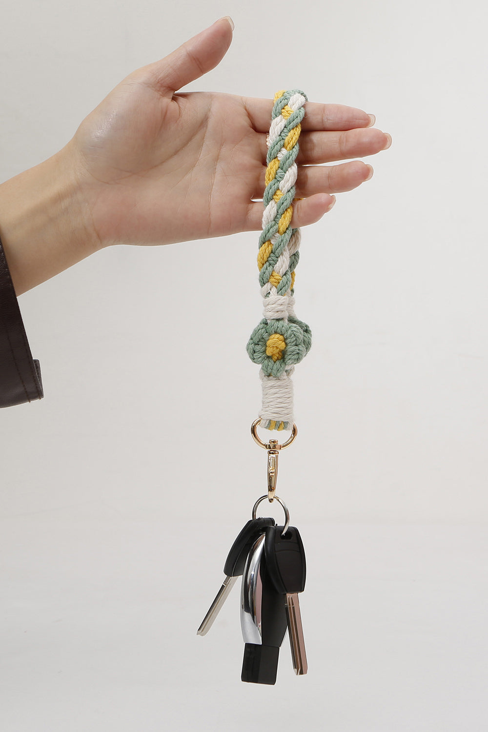 Floral Braided Wristlet Key Chain Key Chains