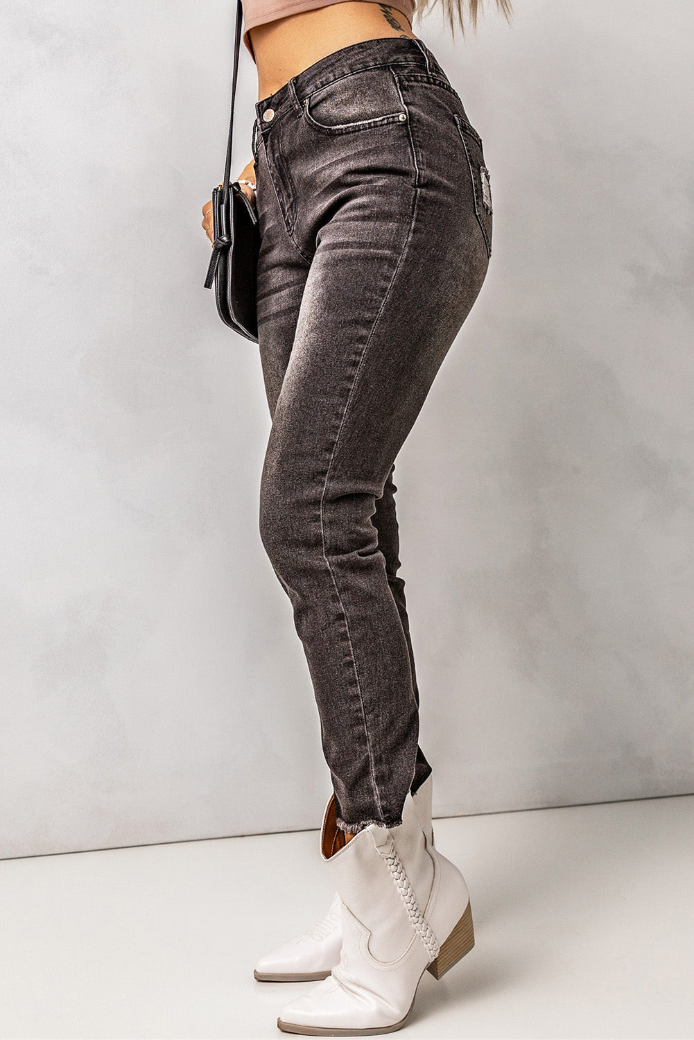 High Waist Raw Hem Skinny Jeans - Premium Jeans - Just $40! Shop now at Nine Thirty Nine Design