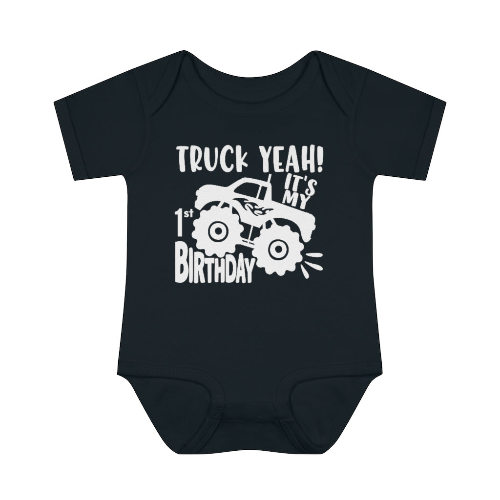 Truck Yeah Its My First Birthday Baby Rib Bodysuit - Premium Kids clothes - Just $22! Shop now at Nine Thirty Nine Design