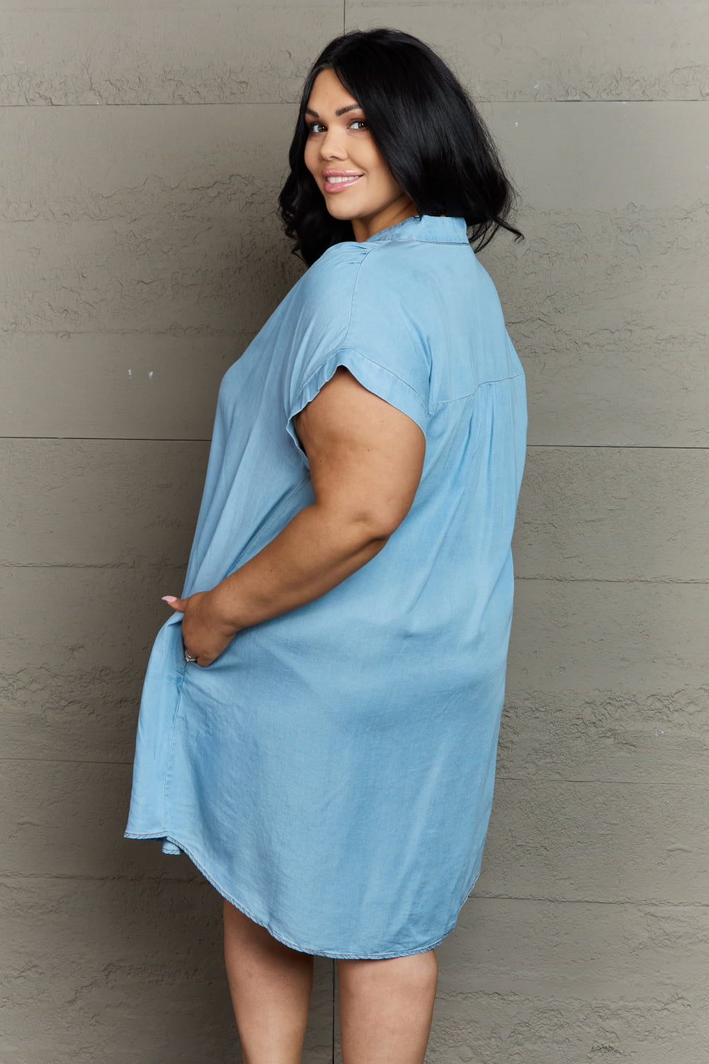 GeeGee Cozy Cuddles Full Size Denim Dress - Premium  - Just $43! Shop now at Nine Thirty Nine Design