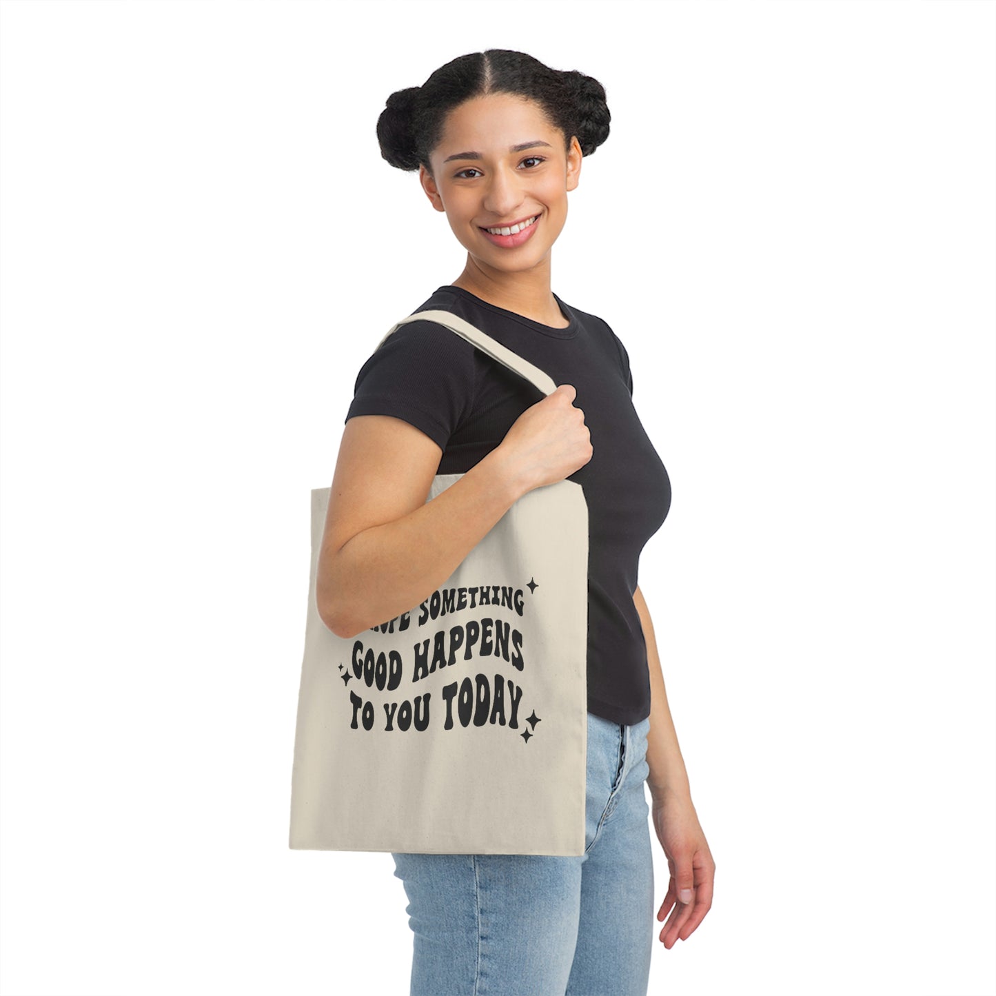 Retro Style Reusable Tote Bag With Wording I Hope Something Good Happens To You Today
