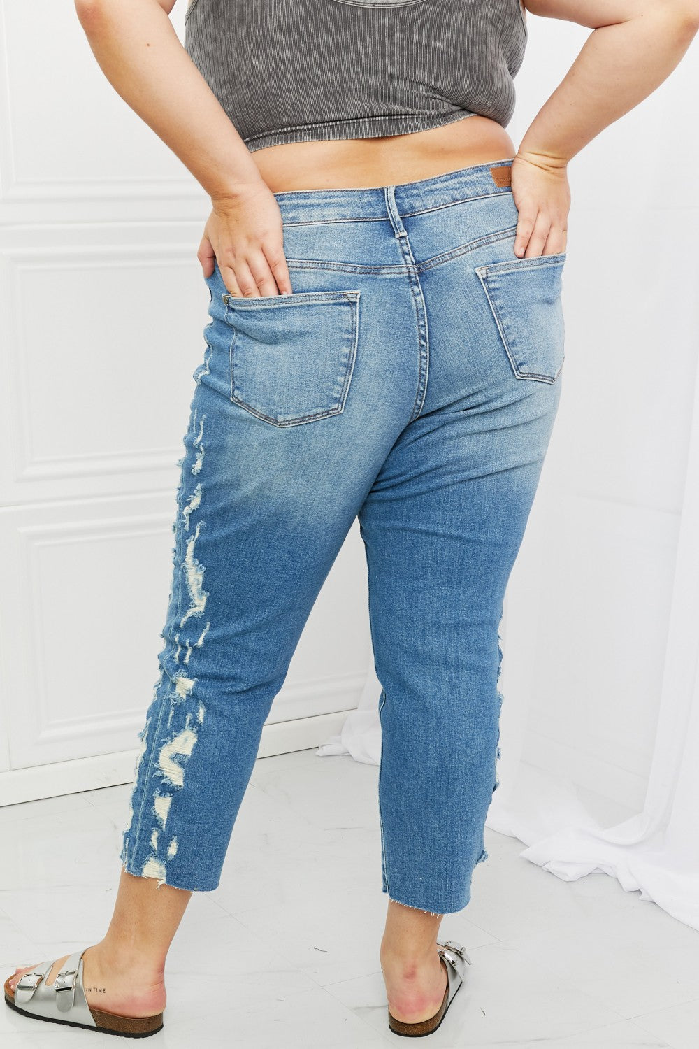 Judy Blue Laila Full Size Straight Leg Distressed Jeans - Premium Jeans - Just $64! Shop now at Nine Thirty Nine Design