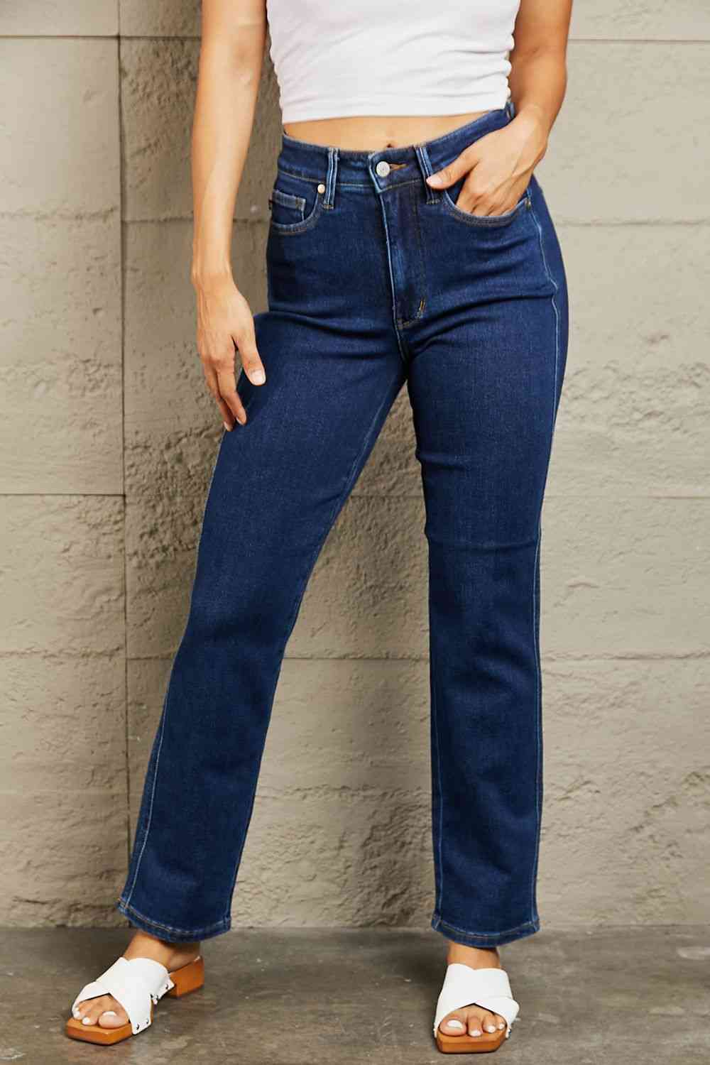 Judy Blue Kailee Full Size Tummy Control High Waisted Straight Jeans - Premium Jeans - Just $64! Shop now at Nine Thirty Nine Design